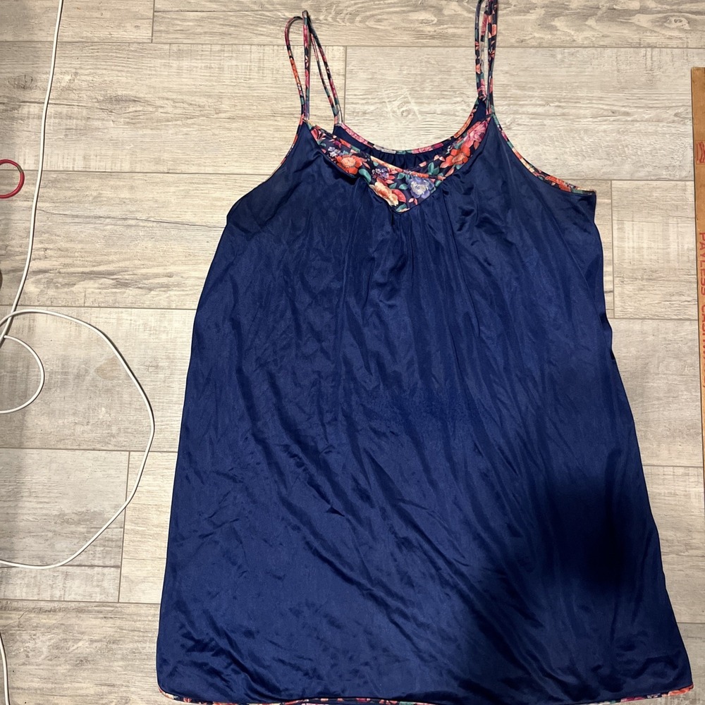 Vintage Lorraine Lingerie Babydoll Nightie Nightgown Blue Floral Trim